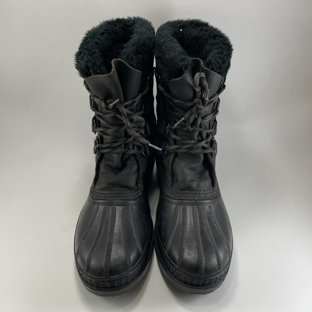 Sorel Caribou Winter Boots Mens Size 10 Waterproof Black Leather Lined Lace Up - Picture 10 of 11